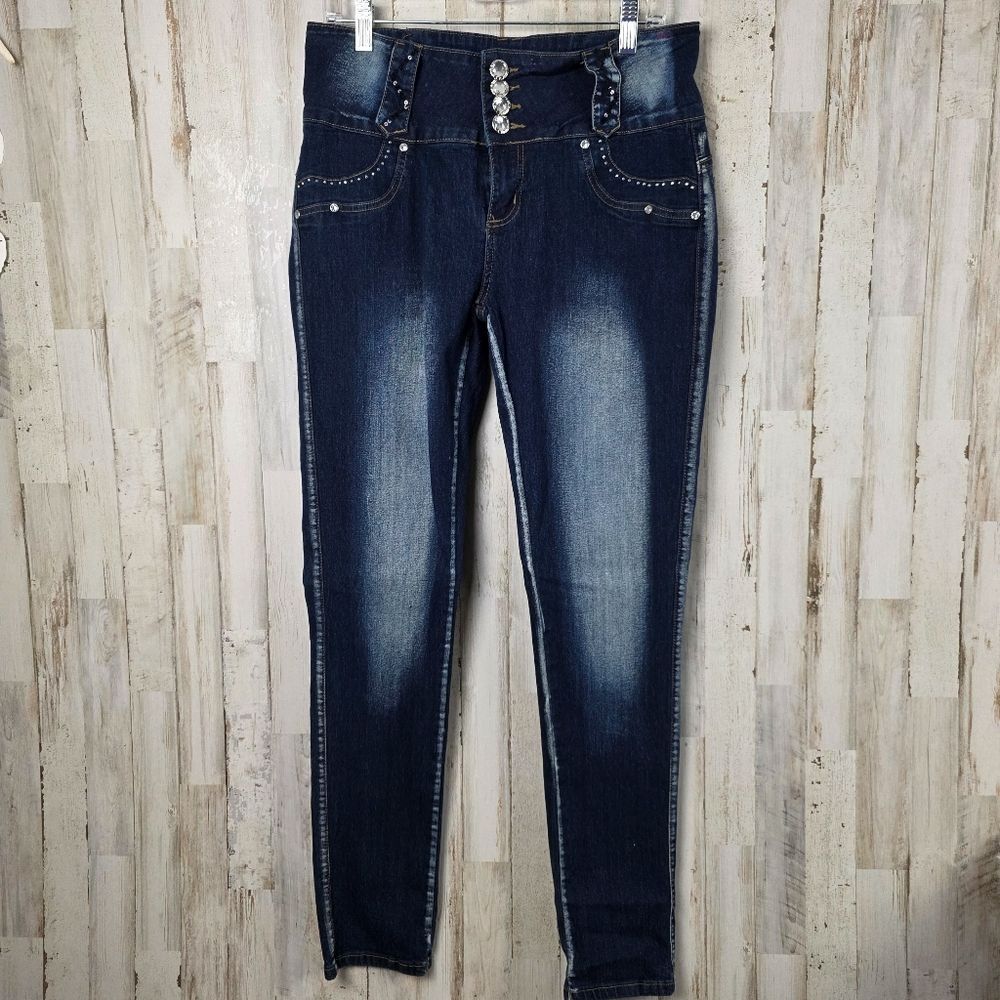 GOGO Star Embellished Dark Wash Skinny Jeans Size 15
